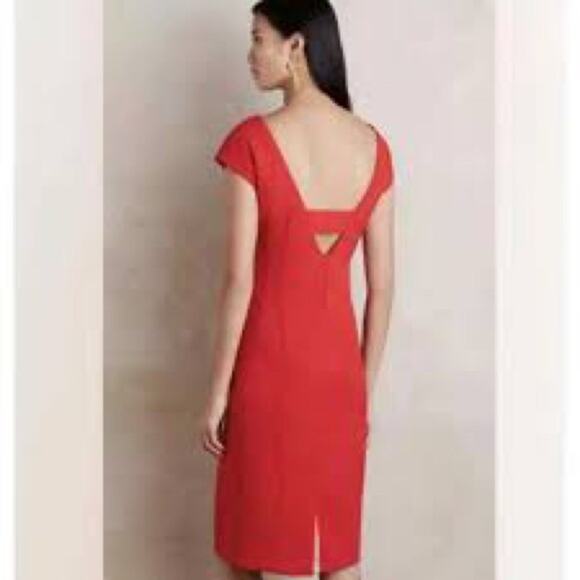 NEW Anthropologie Maeve Red Evangeline Dress Sz 16 Career Cap Sleeve - Picture 3 of 7